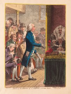 Luonnos St Stephensin sisätiloista, sellaisena kuin se nyt on, pub. 1802 (käsin väritetty kaiverrus).