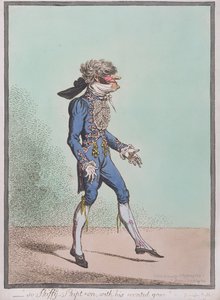 Hannah Humphreyn vuonna 1800 julkaisema "So Skiffy-Skipt-on, hänen tavanomaisella armollaan" (käsinvärinen etsaus)