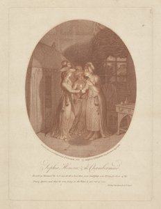 Sophia, Honour ja Chambermaid, kohtaus Henry Fieldingin (1707-54) Tom Jonesista (pistekaiverrus) tekijältä James Gillray
