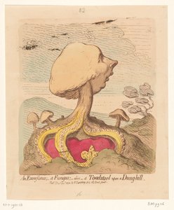 Karikatyyri William Pitt nuoremmasta, 1791 Excrescence; - sieni; -alias- Myrkkysieni lannan kukkulalla tekijältä James Gillray