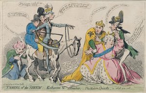 S.W. Foresin vuonna 1791 julkaisema "Taming of the Shrew: Katherine und Petruchio, or The Modern Quixote" (käsin väritetty etsaus).