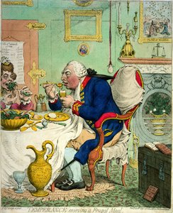 Kohtuus nauttimassa säästäväistä ateriaa, julkaisija Hannah Humphrey, 1792.