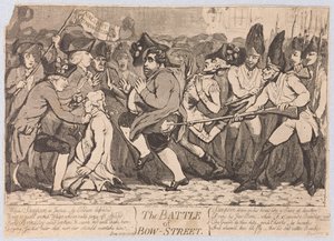 The Battle of Bow-Street, pubi. 1788 tekijältä James Gillray