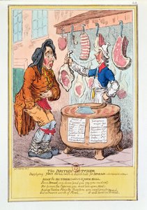 "The British Butcher supplying John Bull with a substitute for bread", 1795.