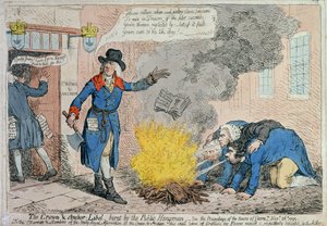 The Crown und Anchor Libel, jonka Public Hangman poltti, julkaisi Hannah Humphrey vuonna 1795 (käsinvärinen etsaus)