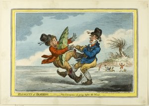 Luistelun elementit: Seuraus siitä, että mennään tuulen edellä. tekijältä James Gillray