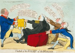 The Fall of the Wolsey of the Woolsack, julkaissut Hannah Humphrey vuonna 1792 (käsinvärinen etsaus)