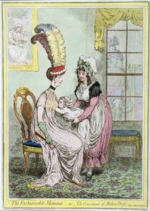 The Fashionable Mamma tai The Convenience of Modern Dress, julkaistu vuonna 1796 (värikaiverrus) tekijältä James Gillray