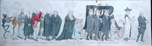The Funeral Procession of Miss Regency, julkaisija S.W. Fores vuonna 1789 (käsinvärinen etsaus) tekijältä James Gillray