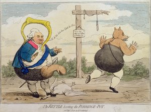 The Kettle Hooting the Porridge-Pot, julkaisija P.J. Leatherhead vuonna 1782 (käsinvärinen etsaus)