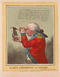 Brobdingnagin ja Gulliverin kuningas, pubi. 1803 (käsinvärinen kaiverrus)