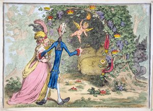 The Nuptial Bower, pub. Hannah Humphrey, 13. helmikuuta 1797 (käsin väritetty kaiverrus).