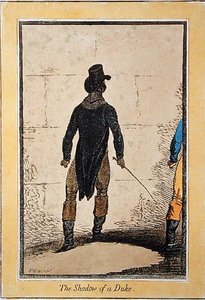 The Shadow of a Duke, Hannah Humphreyn julkaisema 1795 (käsinväritetty etsaus). tekijältä James Gillray
