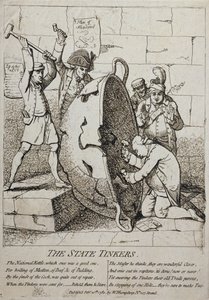 The State Tinkers, julkaisi William Humphrey vuonna 1780 tekijältä James Gillray