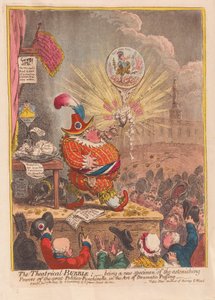 Theatrical Bubble: on uusi esimerkki suuren Politico-Punchinellon hämmästyttävistä voimista dramaattisen puffauksen taiteessa, pub. 1805 (käsinvärinen kaiverrus)