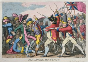 The Triumphant Britons, julkaisija Hannah Humphrey vuonna 1780 (käsinvärinen etsaus)