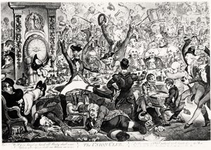 Union Club, 1801 (värikaiverrus) tekijältä James Gillray
