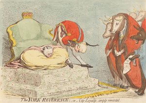 Yorkin kunnianosoitus; - eli - kaupungin uskollisuus runsain mitoin palkittuna tekijältä James Gillray