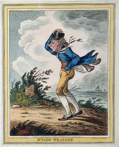 Tuulinen sää, julkaissut Hannah Humphrey vuonna 1808 (käsinvärinen etsaus)