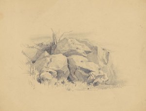 Rocks, 1839 (grafiitti kudospaperille) tekijältä James Goodwin Clonney