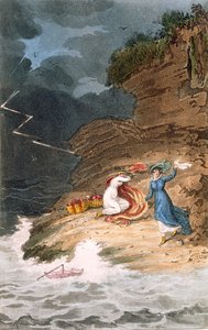 Kaksi Regency Belleä, jotka jäävät myrskyn rantaan, n. 1795-1805.