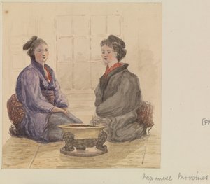 Japanilaisia "moosmeja", noin 1868 (akvarelli). tekijältä James Henry Butt