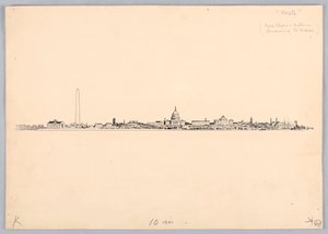 Washington Skyline, Design for Washington Board of Trade Dinner, 13. toukokuuta 1908 tekijältä James Henry Moser
