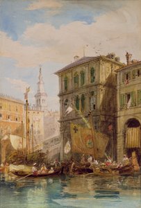 Palazzo Dei Camerlenghi, Venetsia, n. 1835-1855 (lyijykynä ja akvarelli) tekijältä James Holland