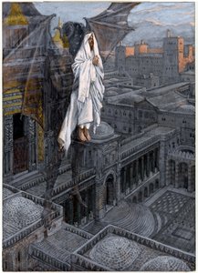 Christ Borne Up to a Pinnacle of the Temple, kuvitus teokselle The Life of Christ, n. 1884-1896 (wc ja guassi pahville) tekijältä James Jacques Joseph Tissot
