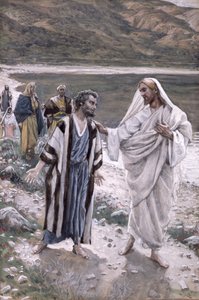 Feed My Lambs, kuvitus teoksesta The Life of Christ, n. 1884-1896 (wc ja guassi pahville) tekijältä James Jacques Joseph Tissot