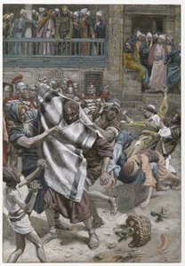 Jeesus Herodeksen edessä, esimerkki teoksesta Herramme Jeesuksen Kristuksen elämä, 1886-94 (wc grafiitin päällä paperilla) tekijältä James Jacques Joseph Tissot