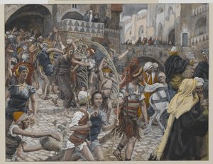 Jeesus johdatti Kaifaksesta Pilatukseen, esimerkki teoksesta Herramme Jeesuksen Kristuksen elämä, 1886-94 (wc grafiitin päällä paperilla) tekijältä James Jacques Joseph Tissot