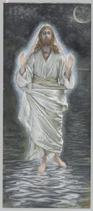 Jeesus kävelee merellä, esimerkki teoksesta Herramme Jeesuksen Kristuksen elämä (wc grafiitin päällä paperilla) tekijältä James Jacques Joseph Tissot