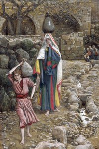 Jeesus ja hänen äitinsä lähteellä, kuvitus teokseen The Life of Christ, n. 1886-1894 (wc ja guassi pahville) tekijältä James Jacques Joseph Tissot