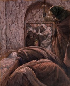 Jeesus haudassa, kuvitus teokseen The Life of Christ, n. 1884-1896 (wc ja guassi pahville) tekijältä James Jacques Joseph Tissot