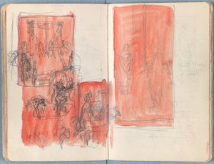 Sivuja Sketches for The Life of Our Lord Jesus Christ -albumista 1880-luvun lopulla (grafiitti ja pesu paperille) tekijältä James Jacques Joseph Tissot