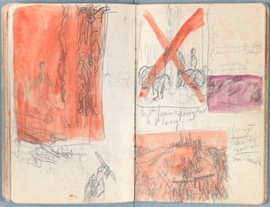 Sivuja Sketches for The Life of Our Lord Jesus Christ -albumista 1880-luvun lopulla (grafiitti ja pesu paperille) tekijältä James Jacques Joseph Tissot