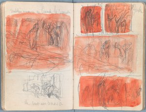 Sivuja Sketches for The Life of Our Lord Jesus Christ -albumista 1880-luvun lopulla (grafiitti ja pesu paperille) tekijältä James Jacques Joseph Tissot