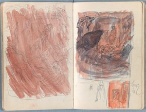 Sivuja Sketches for The Life of Our Lord Jesus Christ -albumista 1880-luvun lopulla (grafiitti ja pesu paperille) tekijältä James Jacques Joseph Tissot