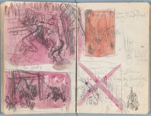 Sivuja Sketches for The Life of Our Lord Jesus Christ -albumista 1880-luvun lopulla (grafiitti ja pesu paperille) tekijältä James Jacques Joseph Tissot