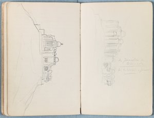 Sivuja Sketches for The Life of Our Lord Jesus Christ -albumista 1880-luvun lopulla (grafiitti ja pesu paperille) tekijältä James Jacques Joseph Tissot
