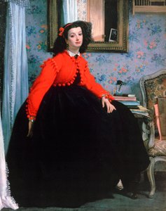 Mlle L L:n muotokuva, nuori nainen punaisessa takissa, 1864. tekijältä James Jacques Joseph Tissot