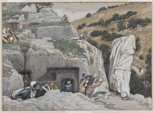 Apostolien piilopaikka, esimerkki teoksesta Herramme Jeesuksen Kristuksen elämä, 1886-94 (wc grafiitin päällä paperilla) tekijältä James Jacques Joseph Tissot