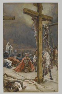 Pyhän Longinuksen tunnustus, esimerkki teoksesta Herramme Jeesuksen Kristuksen elämä, 1886-94 (wc grafiitin päällä paperilla) tekijältä James Jacques Joseph Tissot