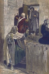 Pyhän Pietarin ensimmäinen kieltäminen - Pyhän Pietarin ensimmäinen kieltäminen - "Herramme Jeesuksen Kristuksen elämästä" - 1899, James Tissot - La vie de notre seigneur Jesus Christ, kirjoittanut Jacques Joseph (Jacques Joseph) Tissot dit James Tissot (1 tekijältä James Jacques Joseph Tissot