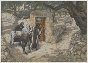 Bethpagen varsa, kuvitus teoksesta The Life of Our Lord Jesus Christ, 1886-94 (wc grafiitin päällä paperilla) tekijältä James Jacques Joseph Tissot
