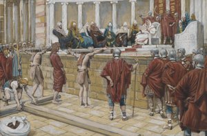 Tuomio Gabbathasta, esimerkki teoksesta The Life of Our Lord Jesus Christ, 1886-94 (wc grafiitin päällä paperilla) tekijältä James Jacques Joseph Tissot