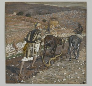 Mies aurassa, esimerkki teoksesta Herramme Jeesuksen Kristuksen elämä (wc grafiitin päällä paperilla) tekijältä James Jacques Joseph Tissot