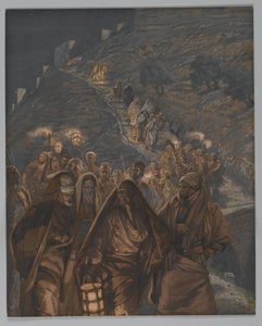 Juudaksen kulkue, esimerkki teoksesta Herramme Jeesuksen Kristuksen elämä, 1886-94 (wc grafiitin päällä paperilla) tekijältä James Jacques Joseph Tissot