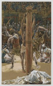 Ruoskiminen selässä, kuvitus teoksesta Herramme Jeesuksen Kristuksen elämä, 1886-94 (wc grafiitin päällä paperilla) tekijältä James Jacques Joseph Tissot